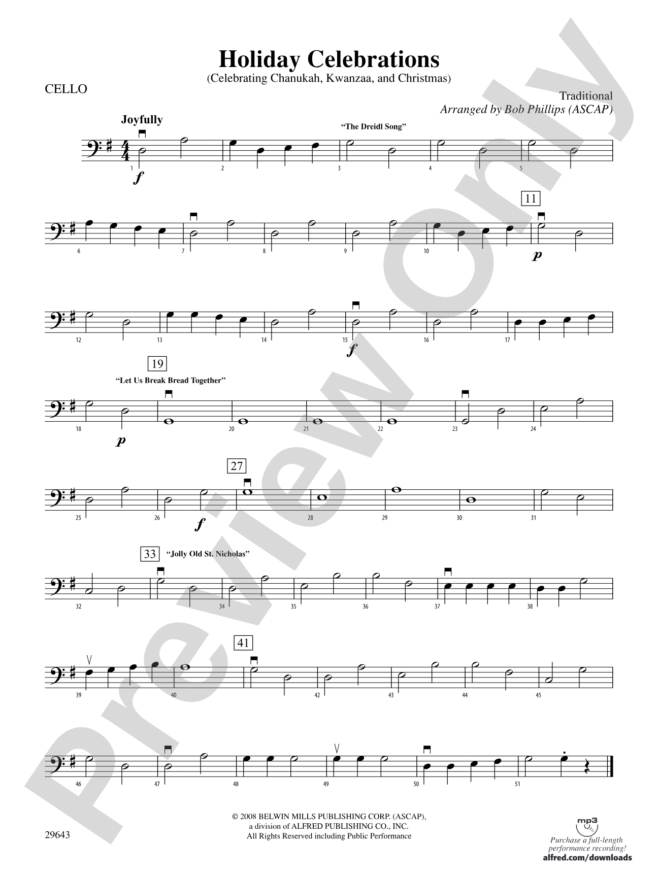 Holiday Celebrations (Celebrating Chanukah, Kwanzaa and Christmas): Cello