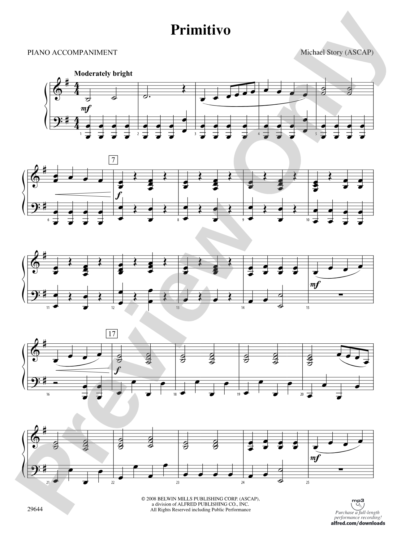 Primitivo: Piano Accompaniment