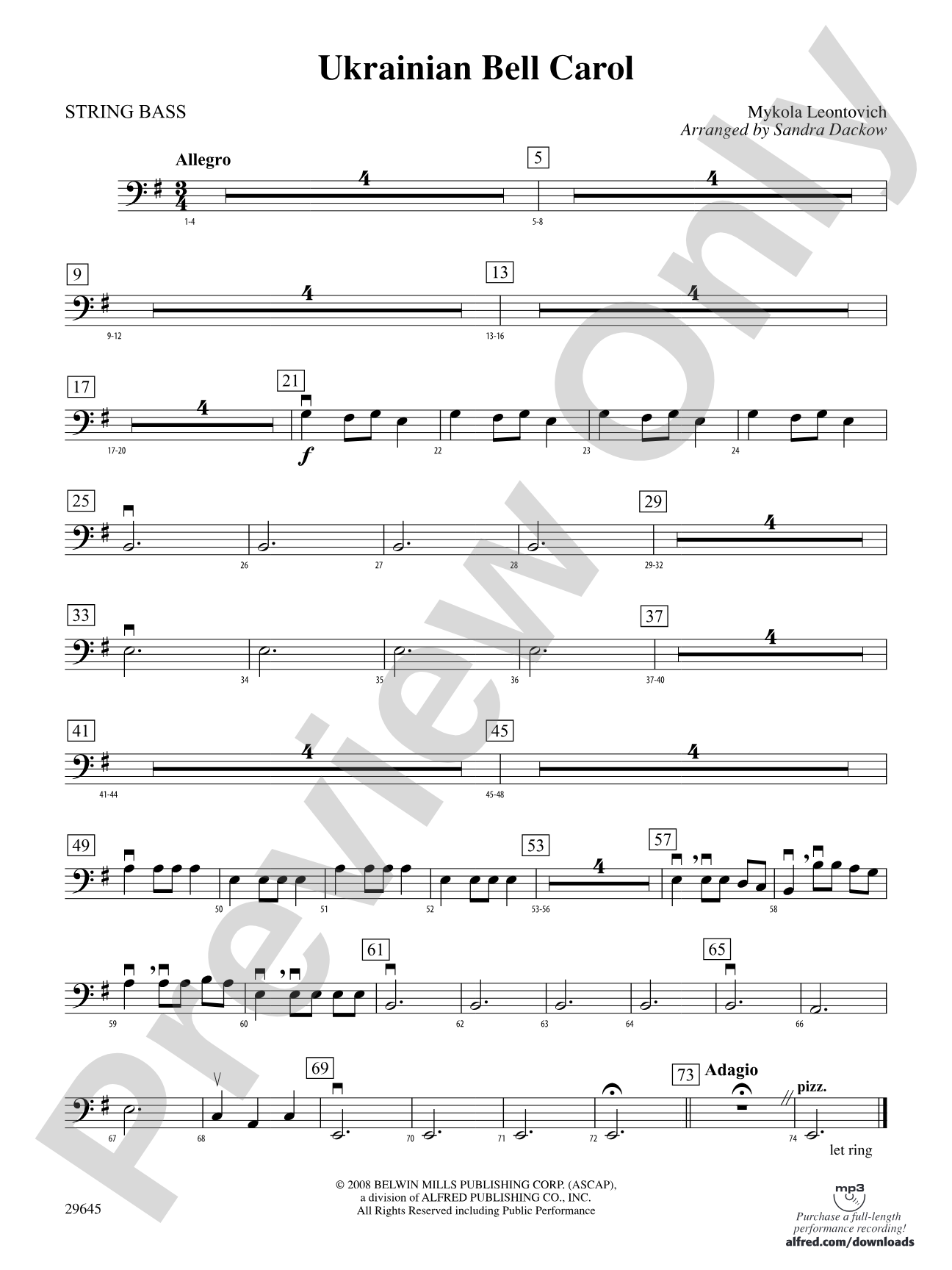 Ukranian Bell Carol: String Bass