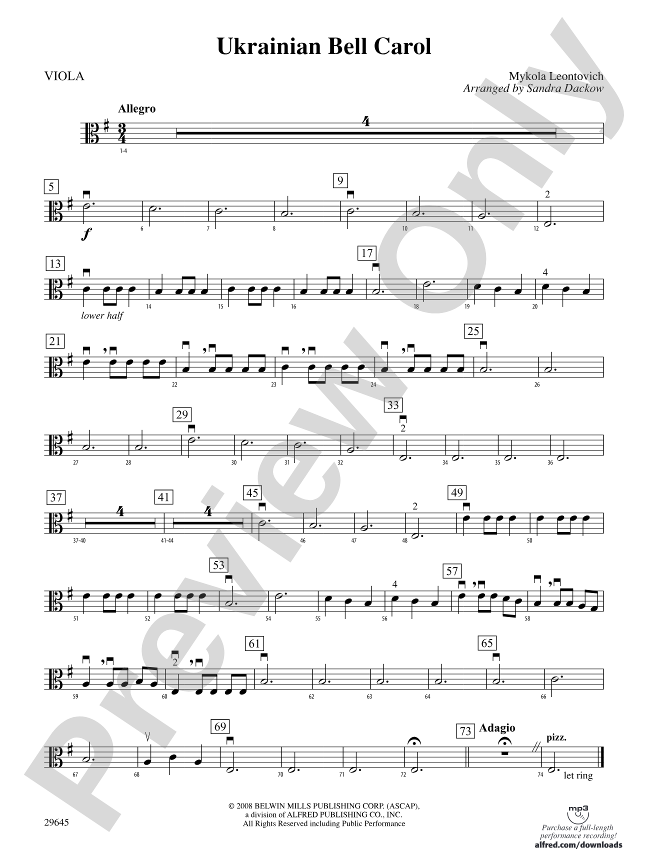 Ukranian Bell Carol: Viola