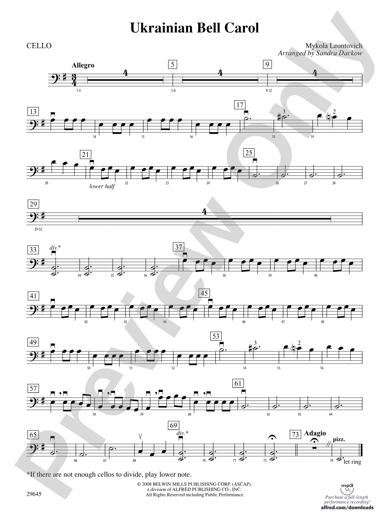 Ukranian Bell Carol: Cello