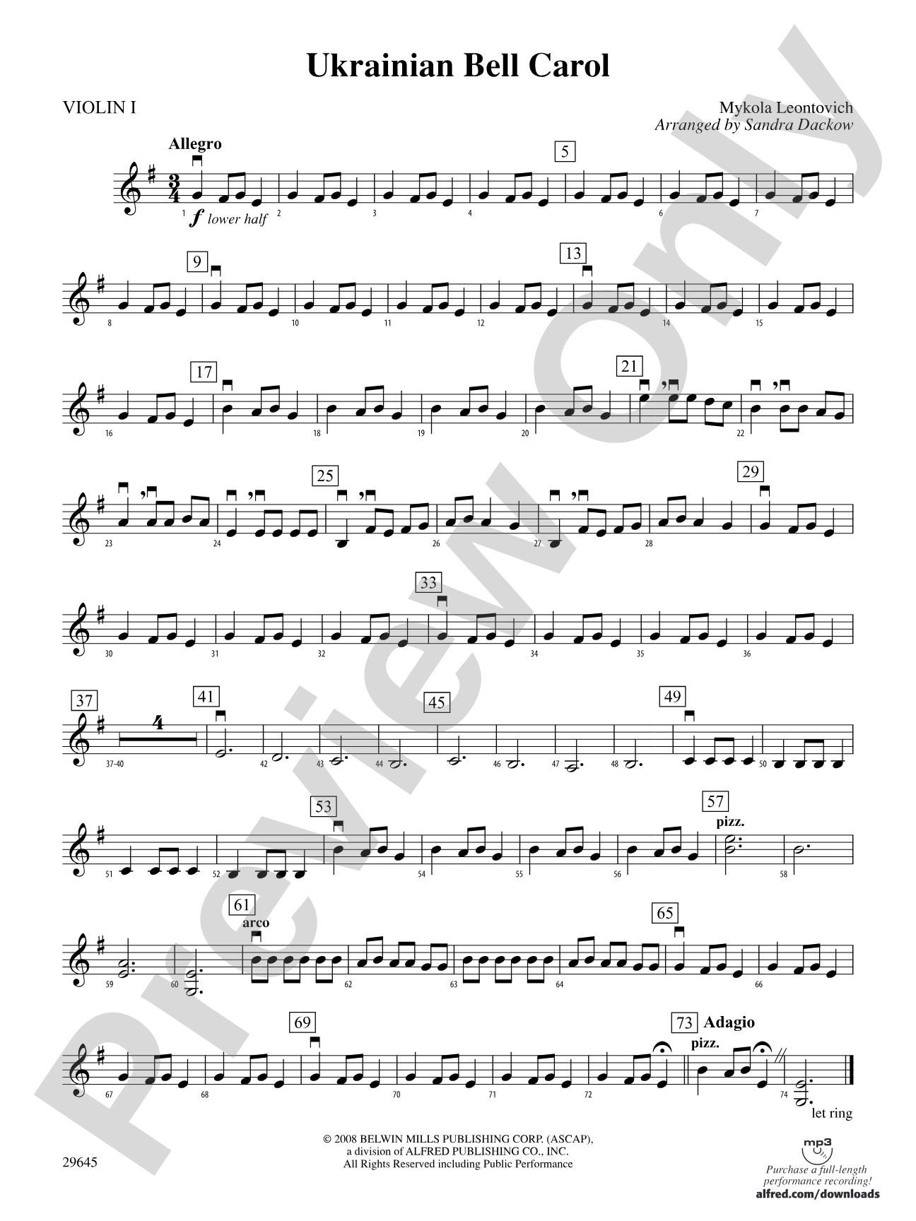 Ukranian Bell Carol: 1st Violin