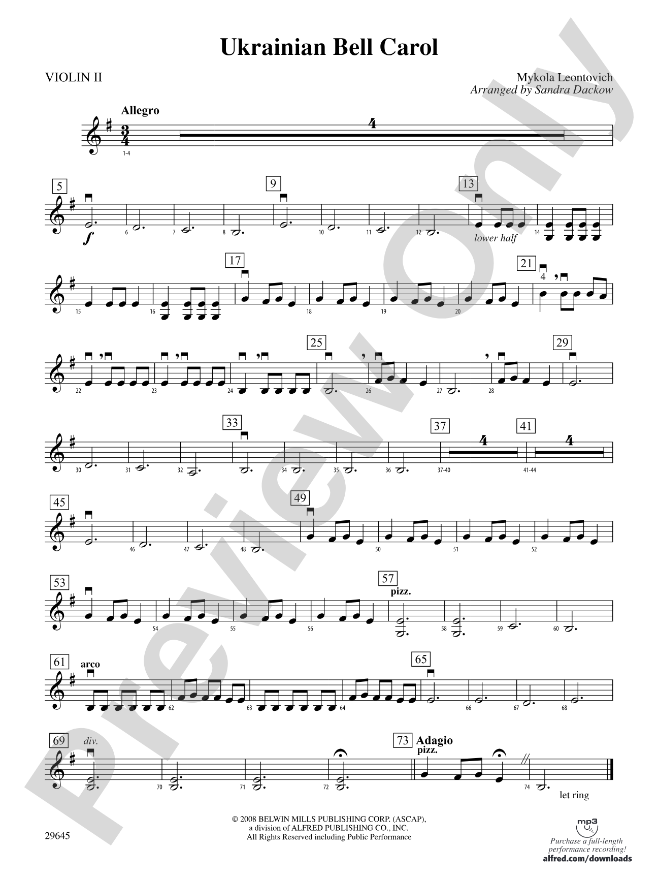 Ukranian Bell Carol: 2nd Violin