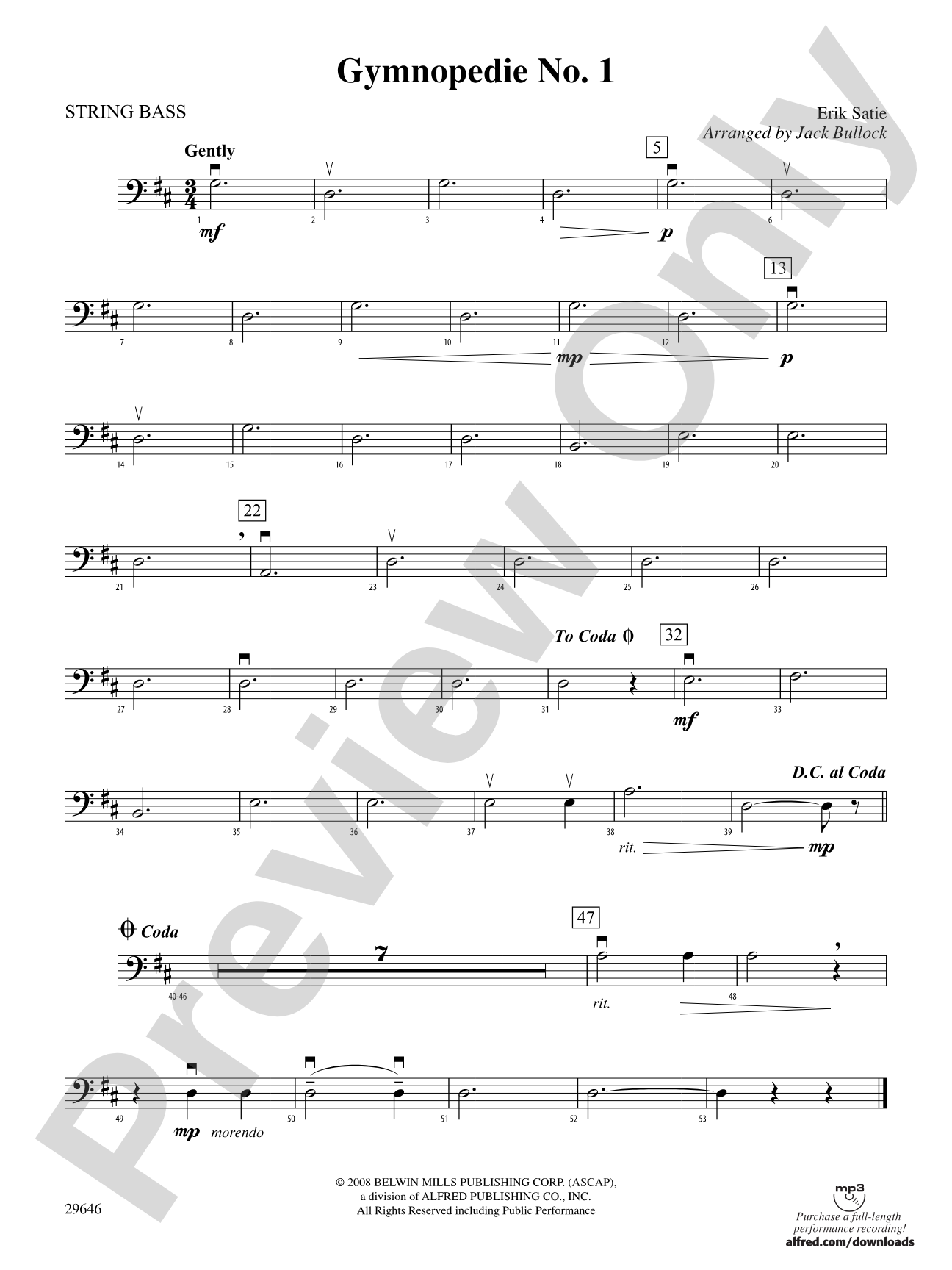 Gymnopedie No. 1: String Bass