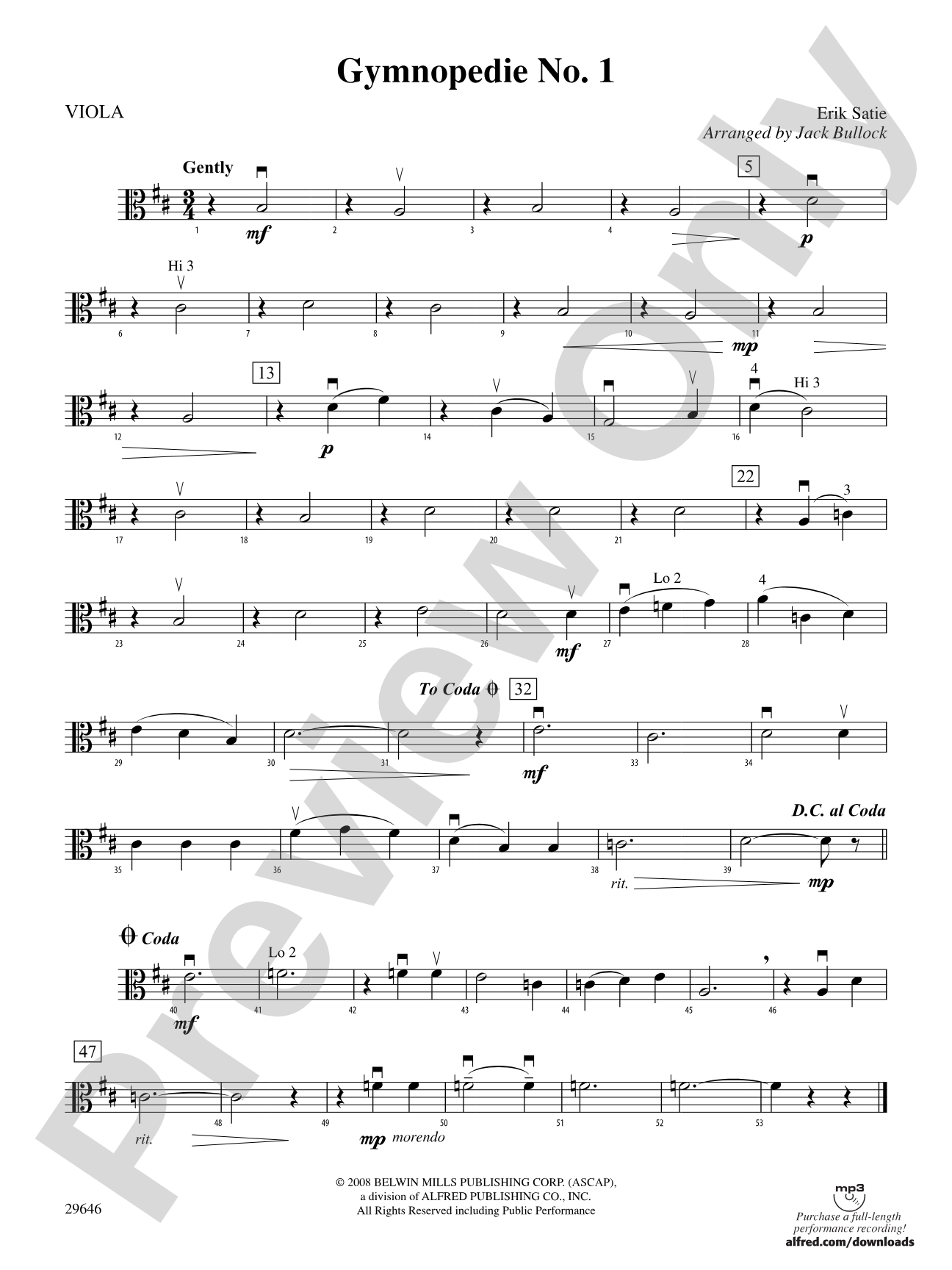 Gymnopedie No. 1: Viola