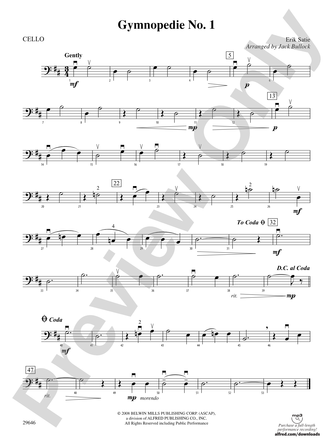 Gymnopedie No. 1: Cello