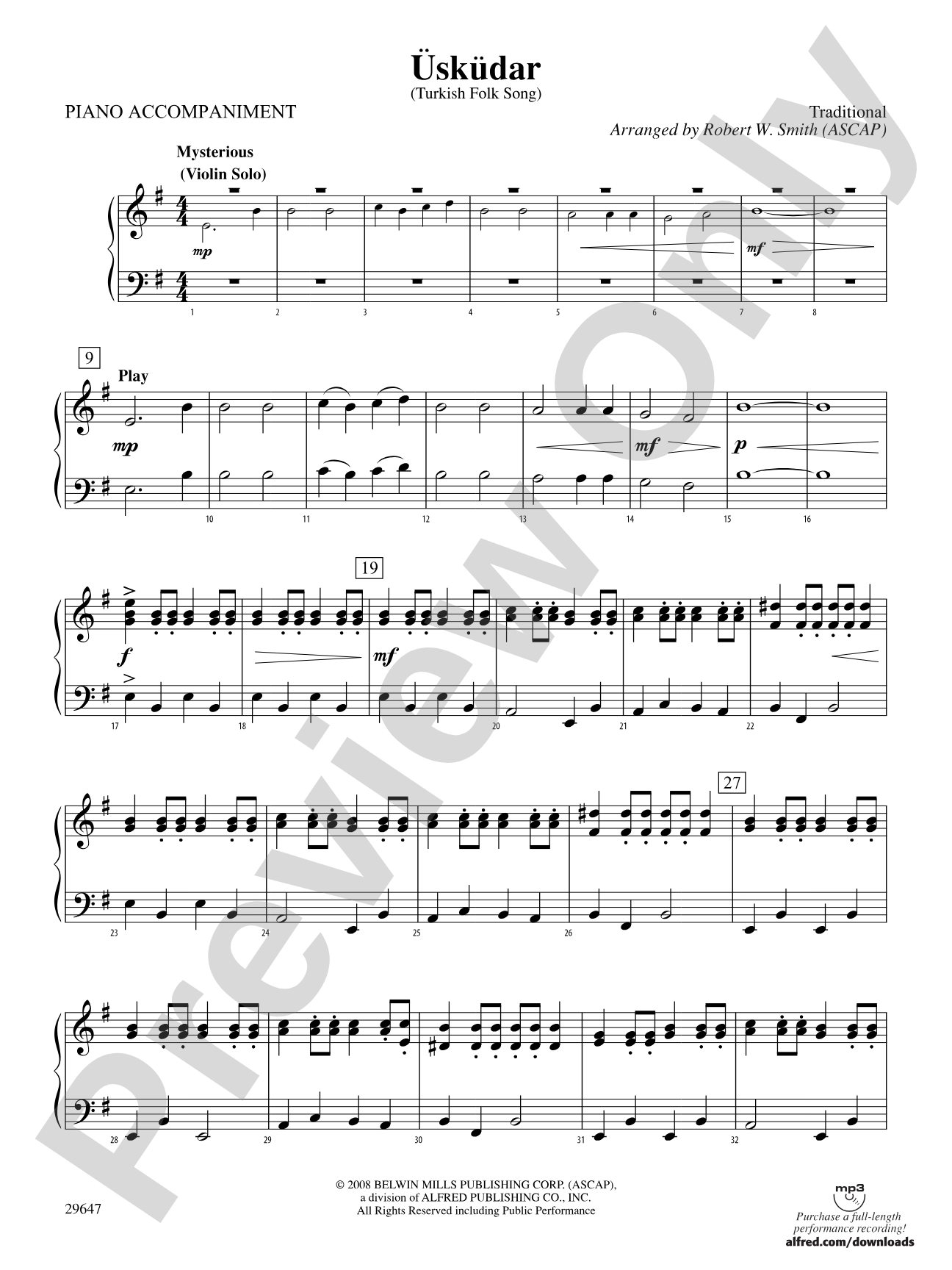 Uskudar: Piano Accompaniment