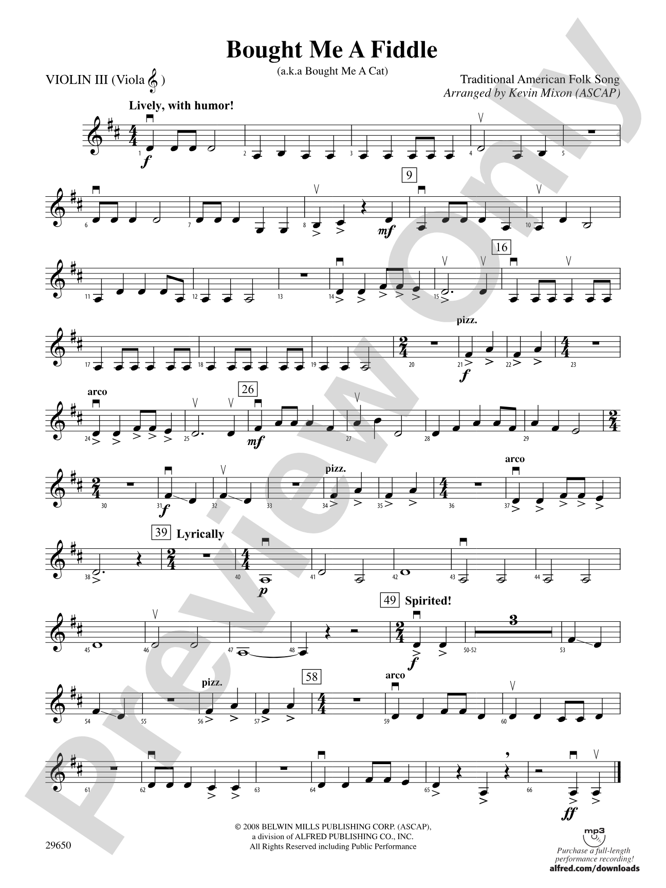 Bought Me a Fiddle: 3rd Violin (Viola [TC])