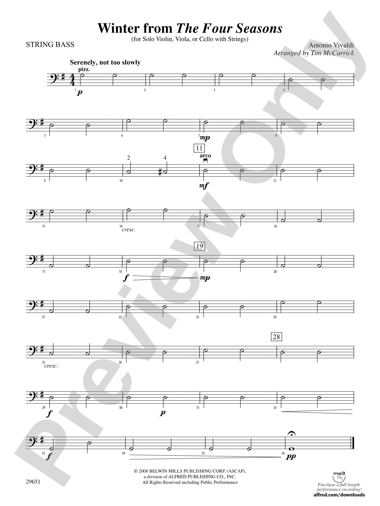 Winter from The Four Seasons: String Bass