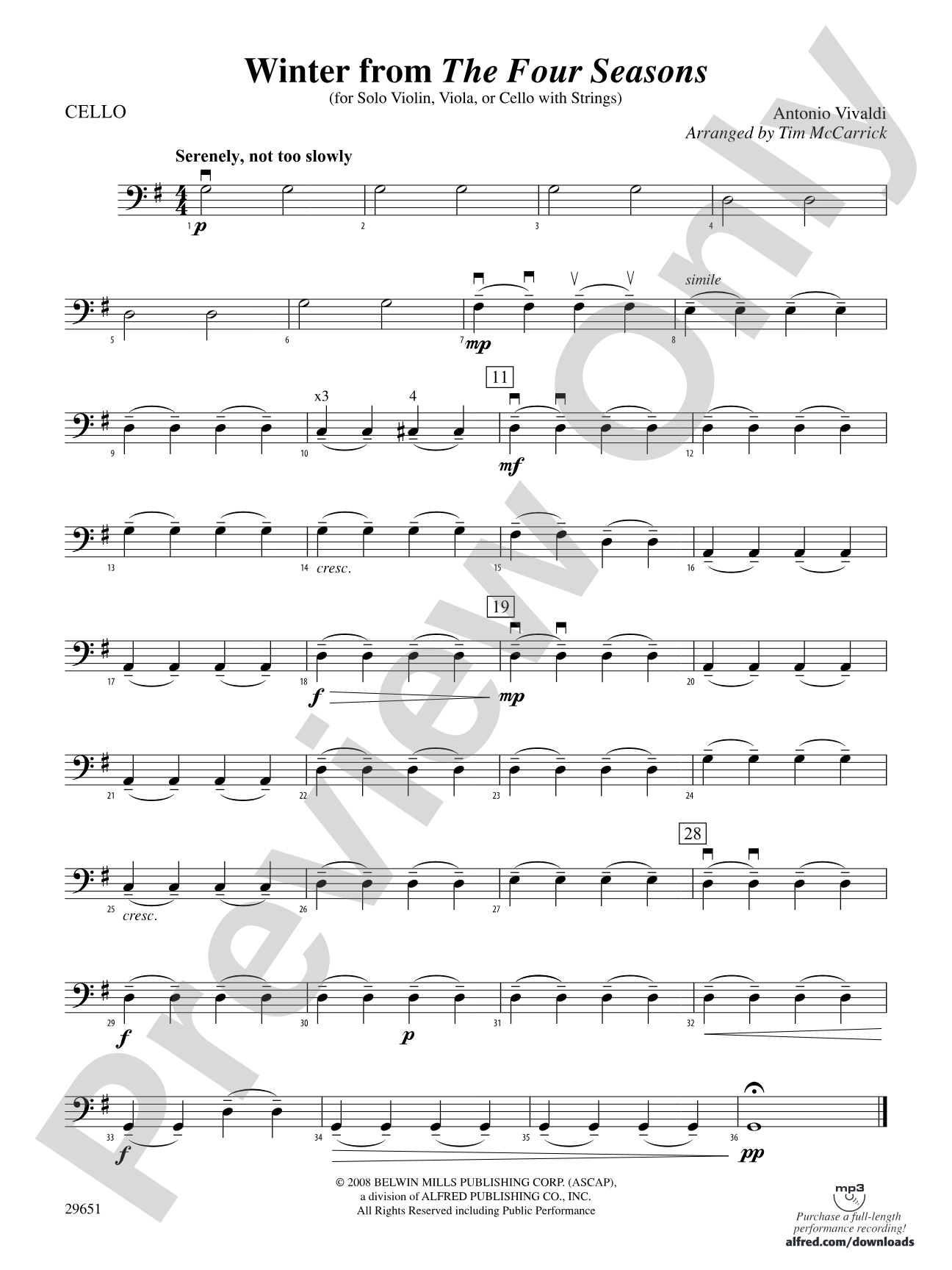 Winter from The Four Seasons: Cello