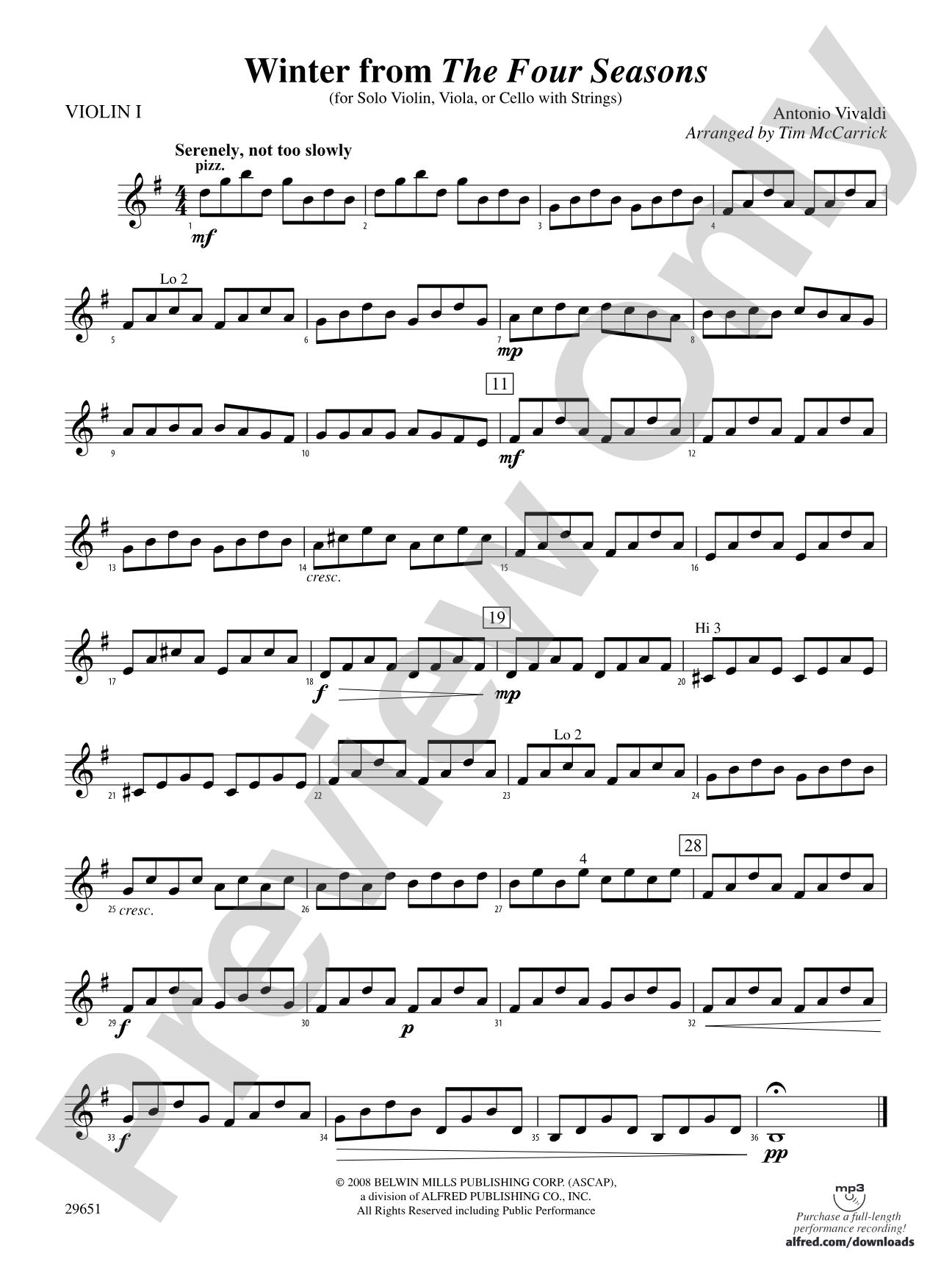 Winter from The Four Seasons: 1st Violin