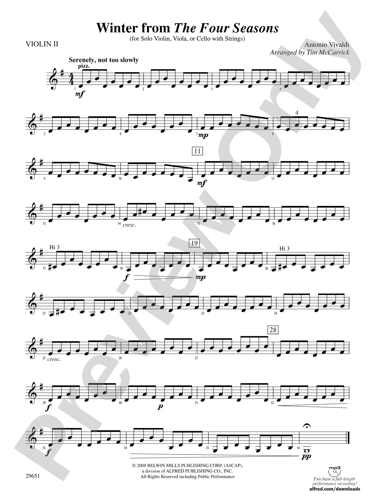 Winter from The Four Seasons: 2nd Violin