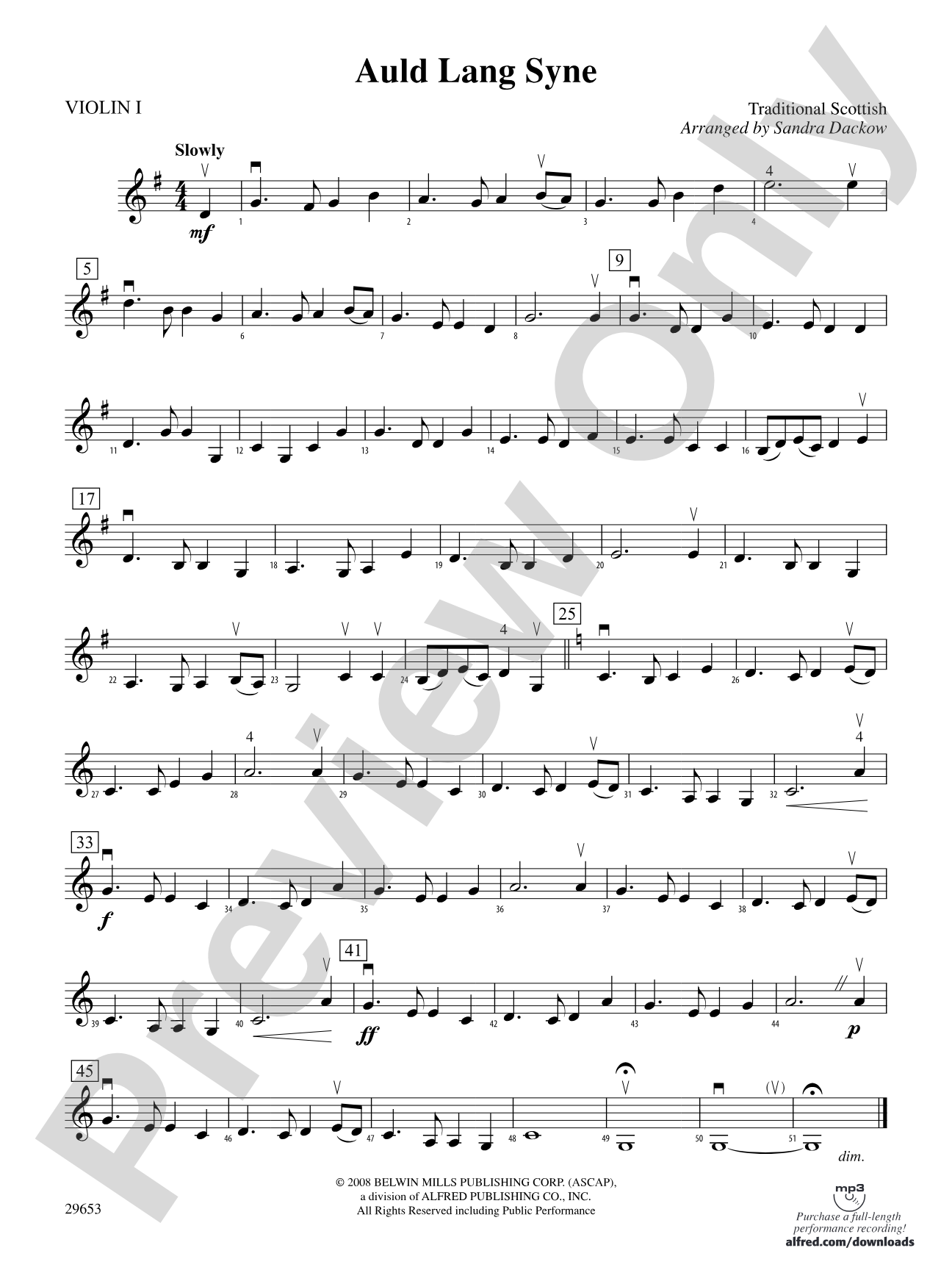 Auld Lang Syne: 1st Violin