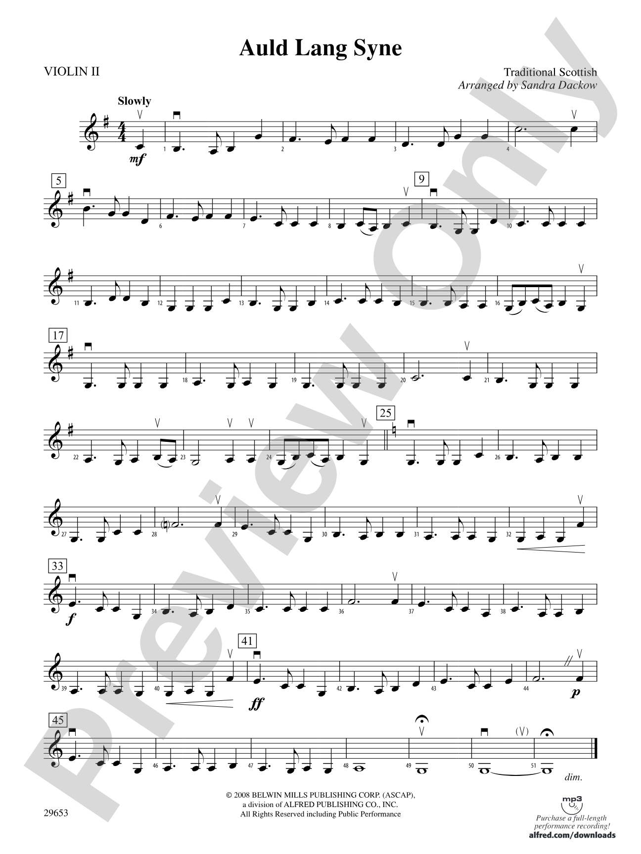 Auld Lang Syne: 2nd Violin
