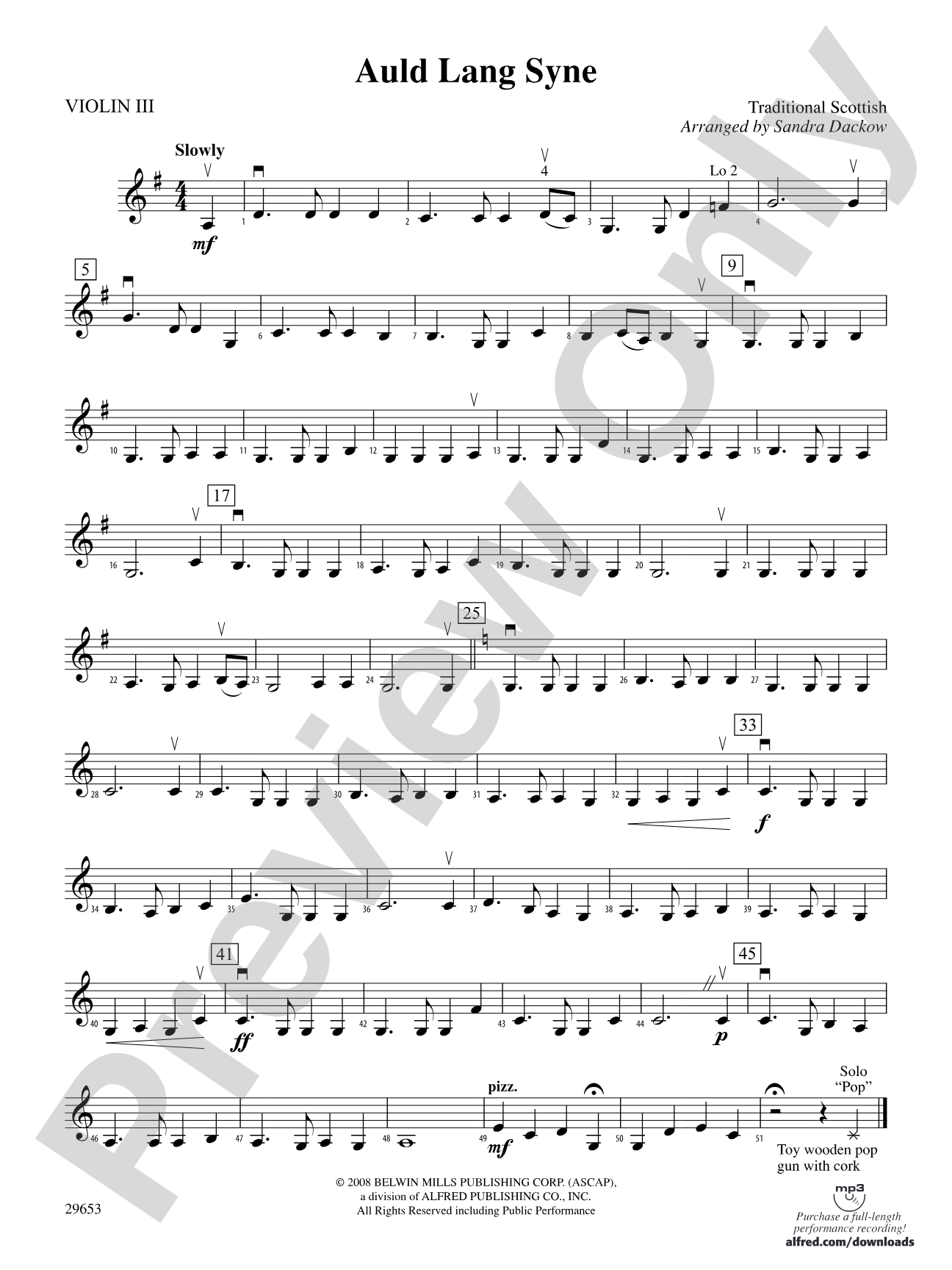 Auld Lang Syne: 3rd Violin (Viola [TC])