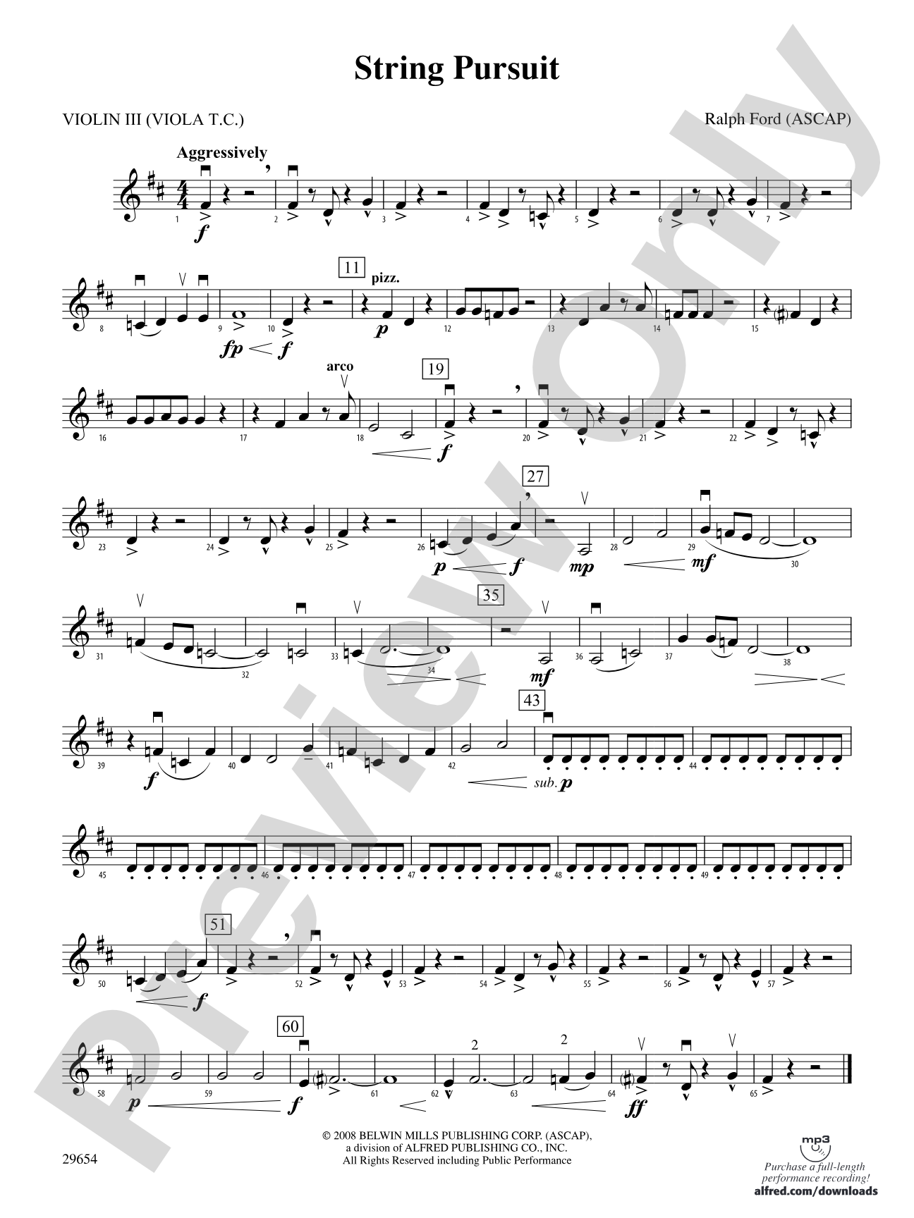 String Pursuit: 3rd Violin (Viola [TC])