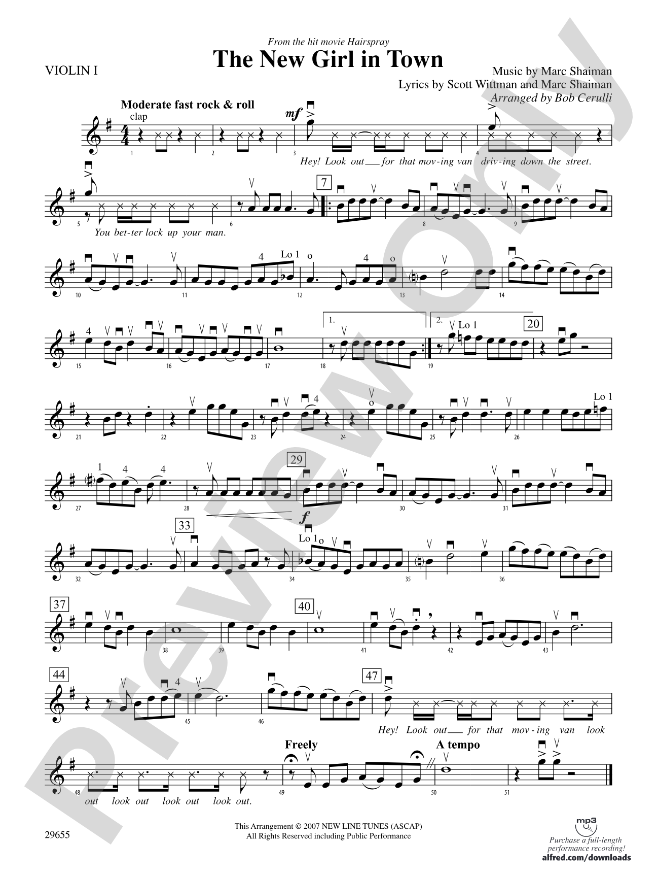 The New Girl in Town (from Hairspray): 1st Violin