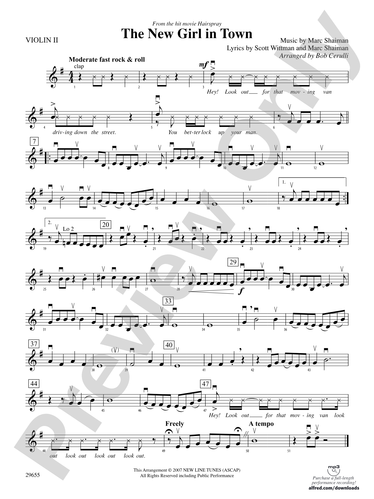 The New Girl in Town (from Hairspray): 2nd Violin