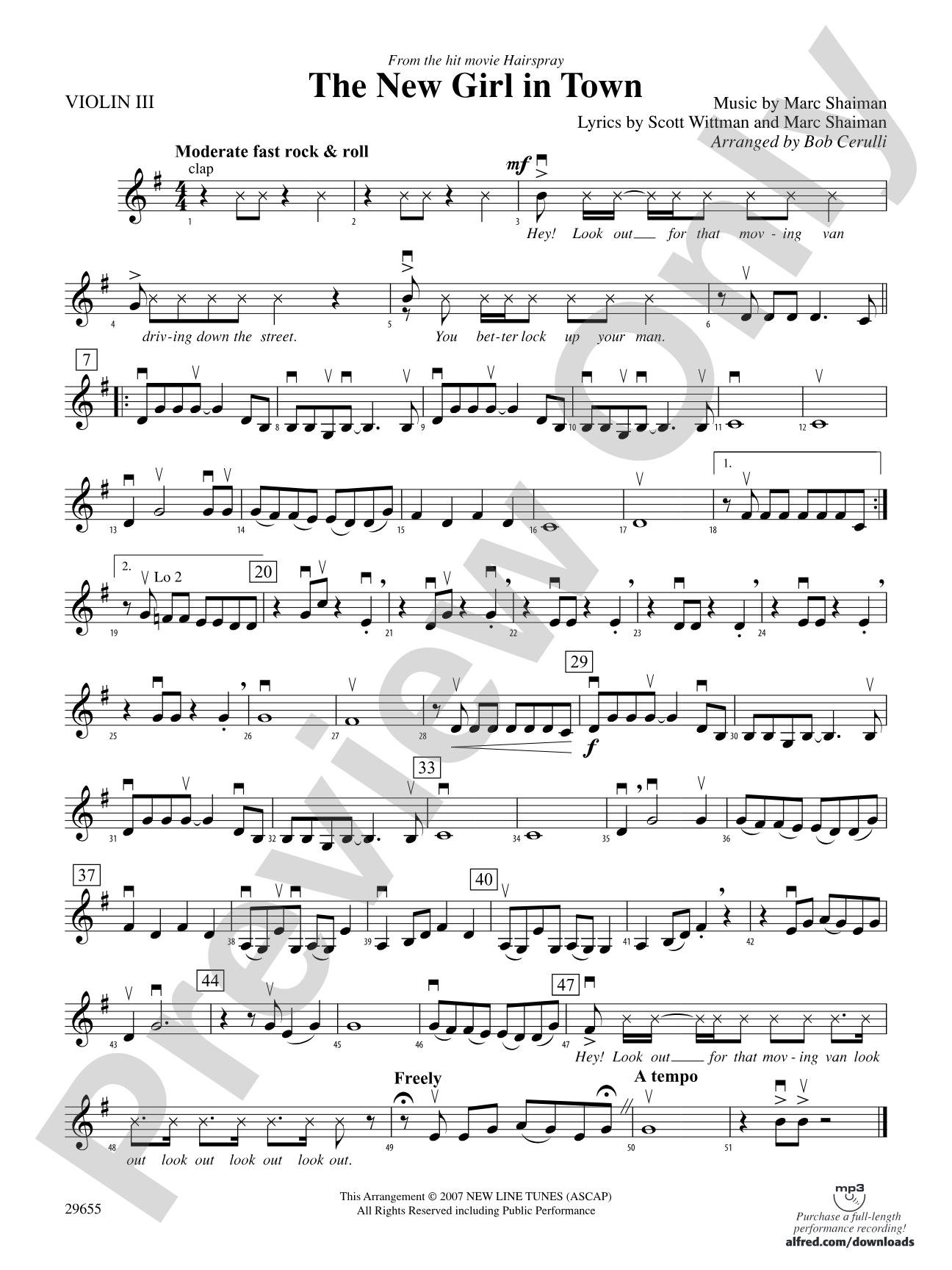The New Girl in Town (from Hairspray): 3rd Violin (Viola [TC])