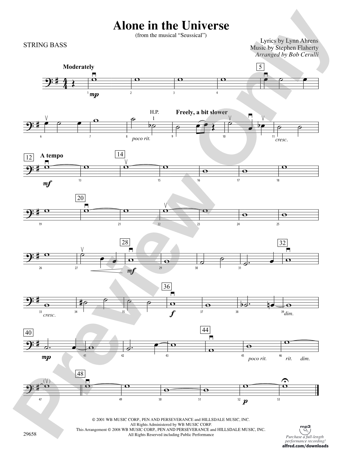 Alone in the Universe (from Seussical the Musical): String Bass