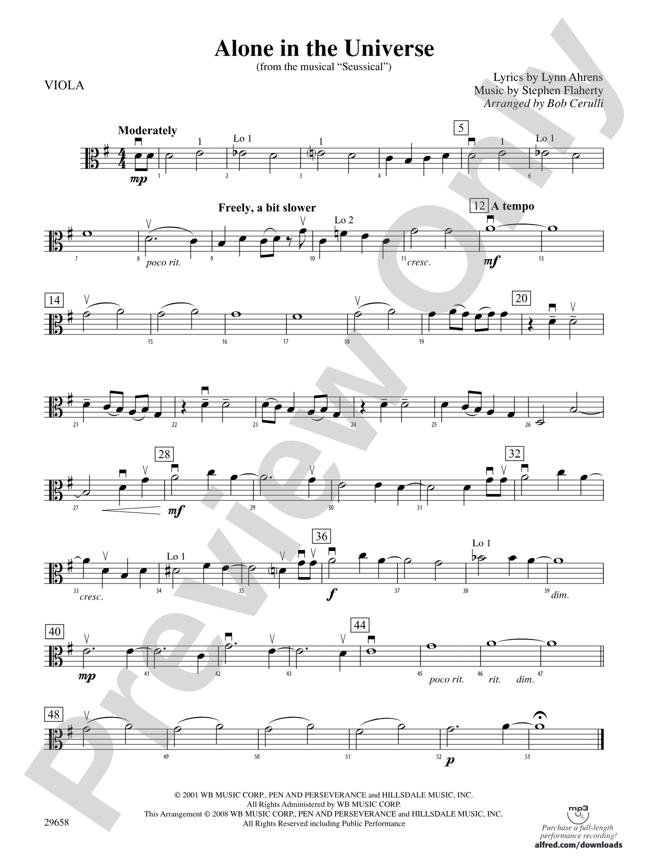 Alone in the Universe (from Seussical the Musical): Viola