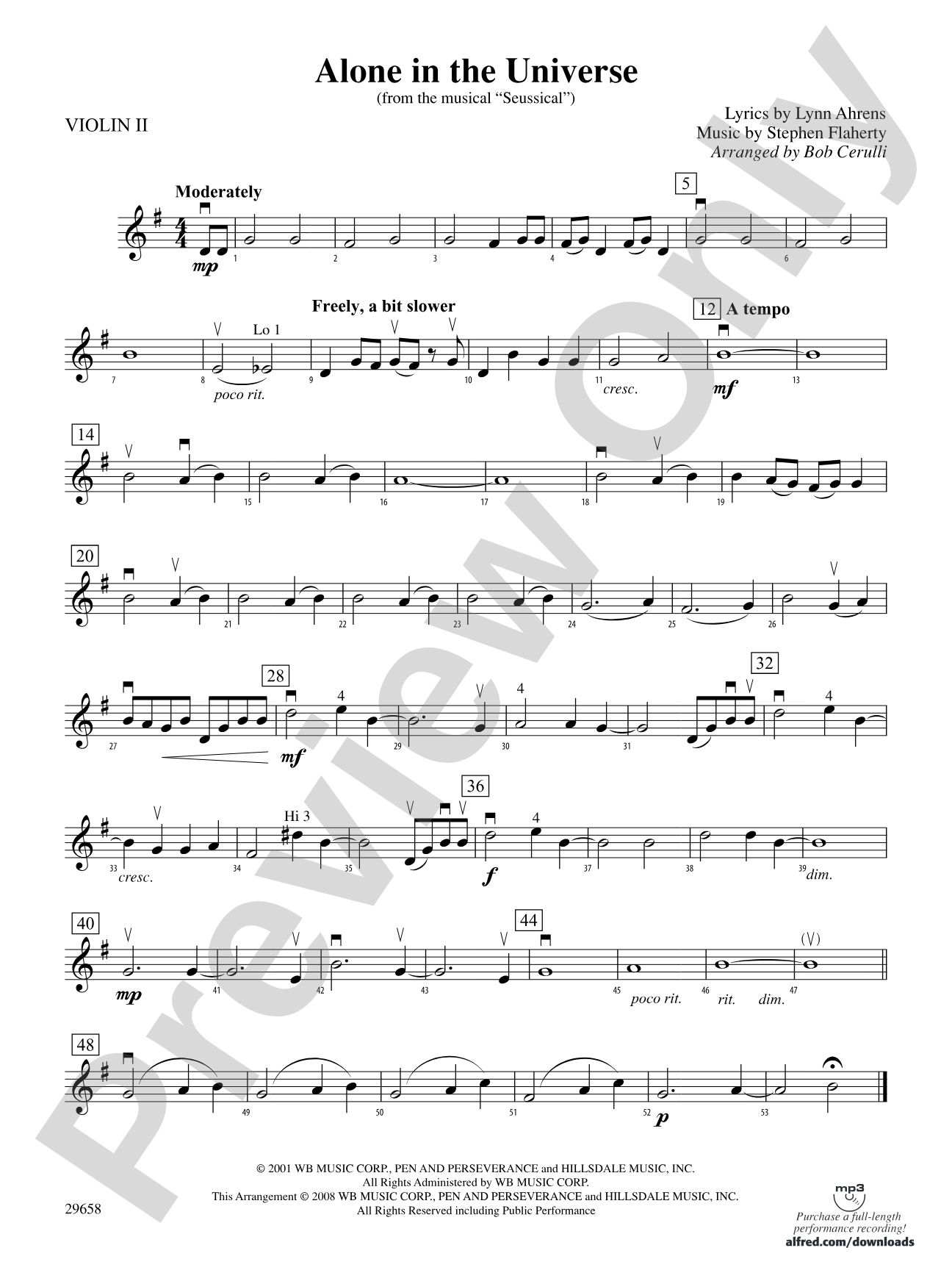 Alone in the Universe (from Seussical the Musical): 2nd Violin