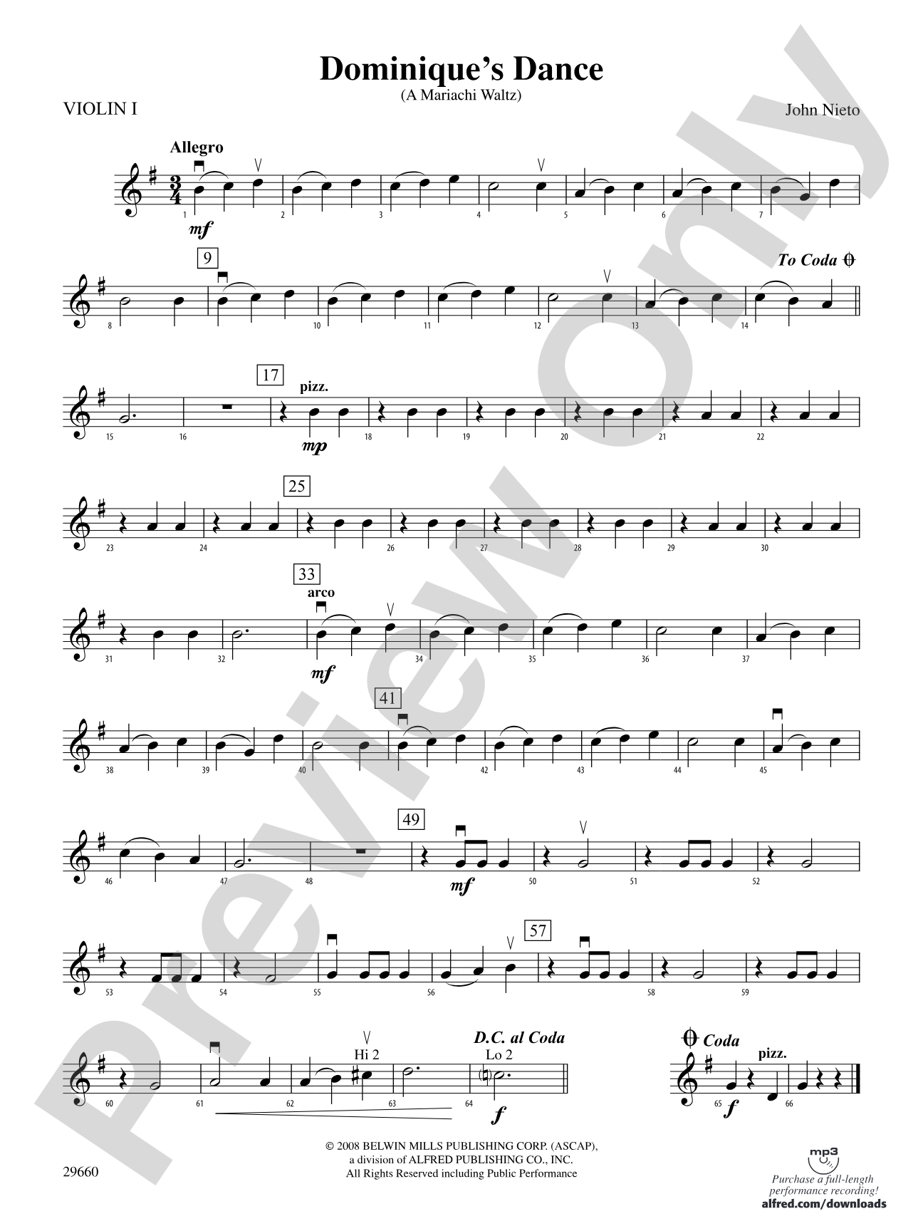 Dominique's Dance: 1st Violin