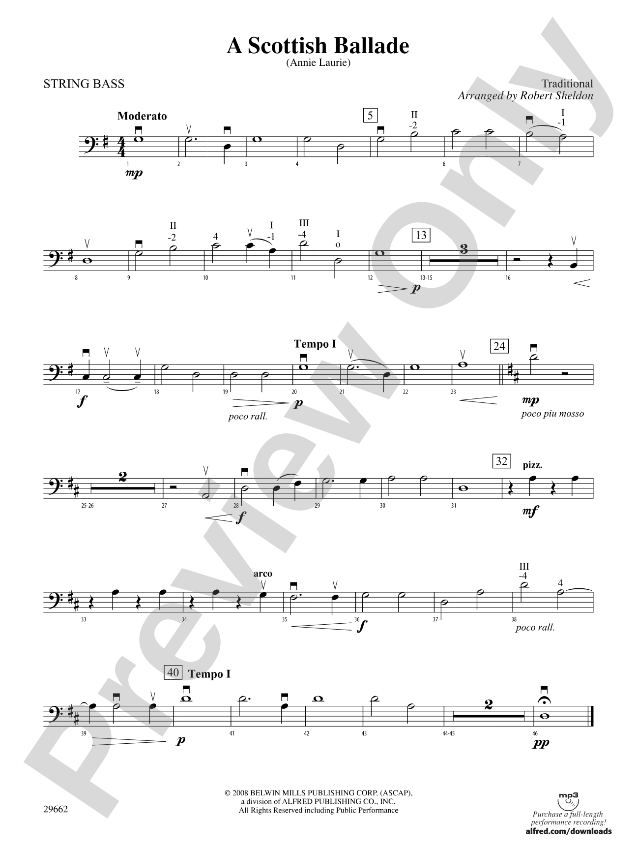 A Scottish Ballade (Annie Laurie): String Bass
