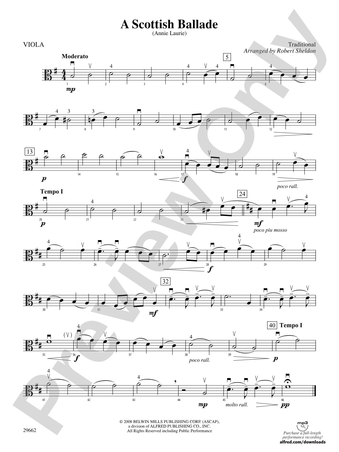A Scottish Ballade (Annie Laurie): Viola