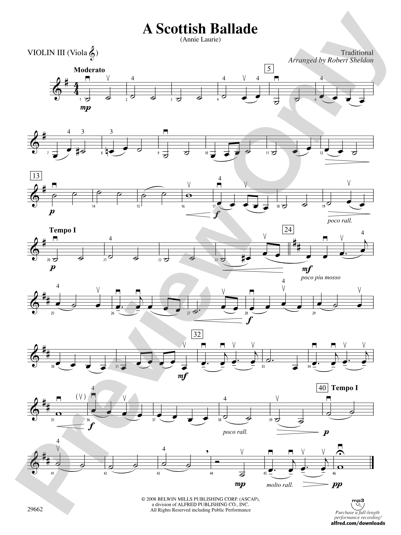 A Scottish Ballade (Annie Laurie): 3rd Violin (Viola [TC])