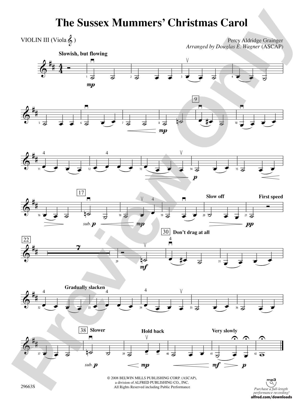 The Sussex Mummers' Christmas Carol: 3rd Violin (Viola [TC])