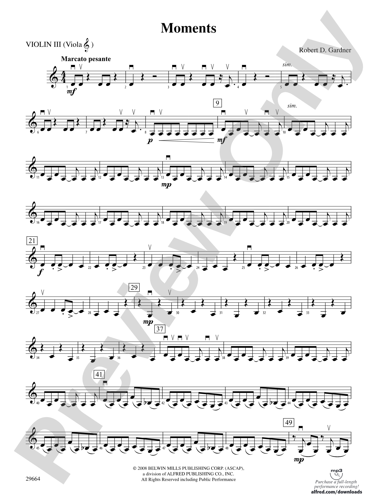 Moments: 3rd Violin (Viola [TC])
