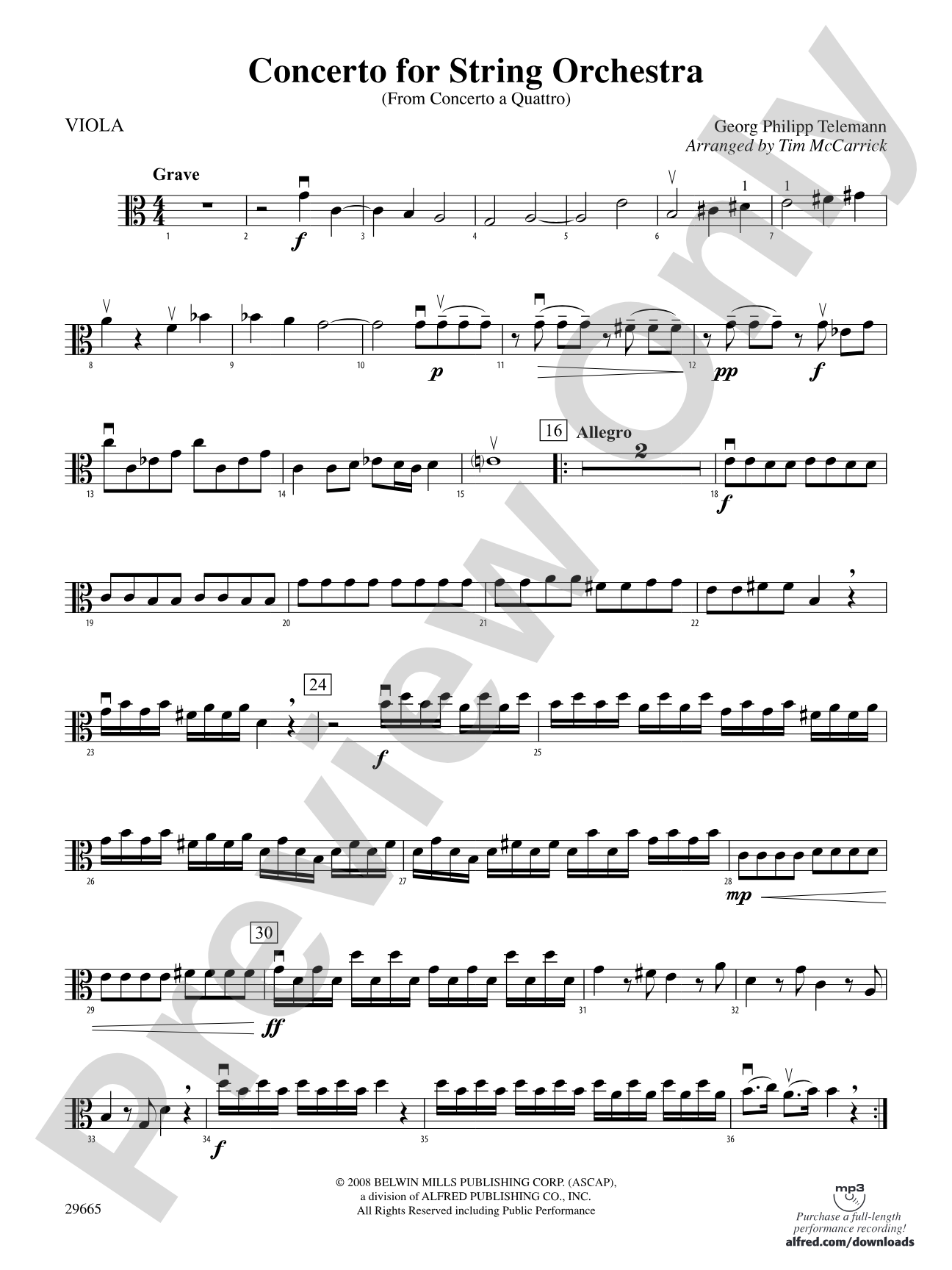 Concerto for String Orchestra (from Concerto a Quattro): Viola