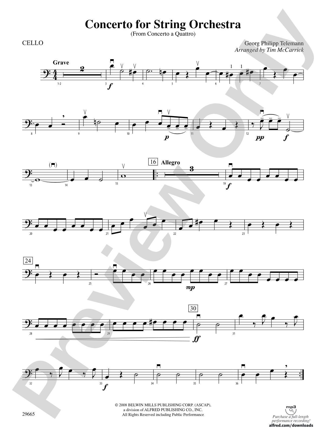 Concerto for String Orchestra (from Concerto a Quattro): Cello
