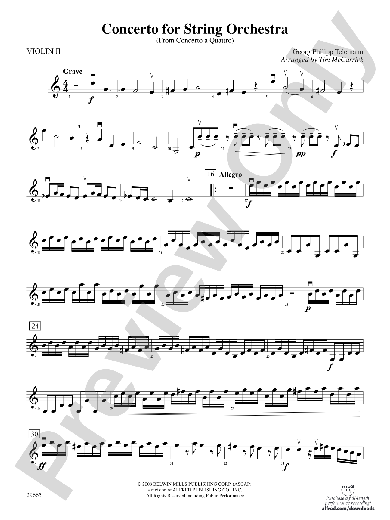Concerto for String Orchestra (from Concerto a Quattro): 2nd Violin