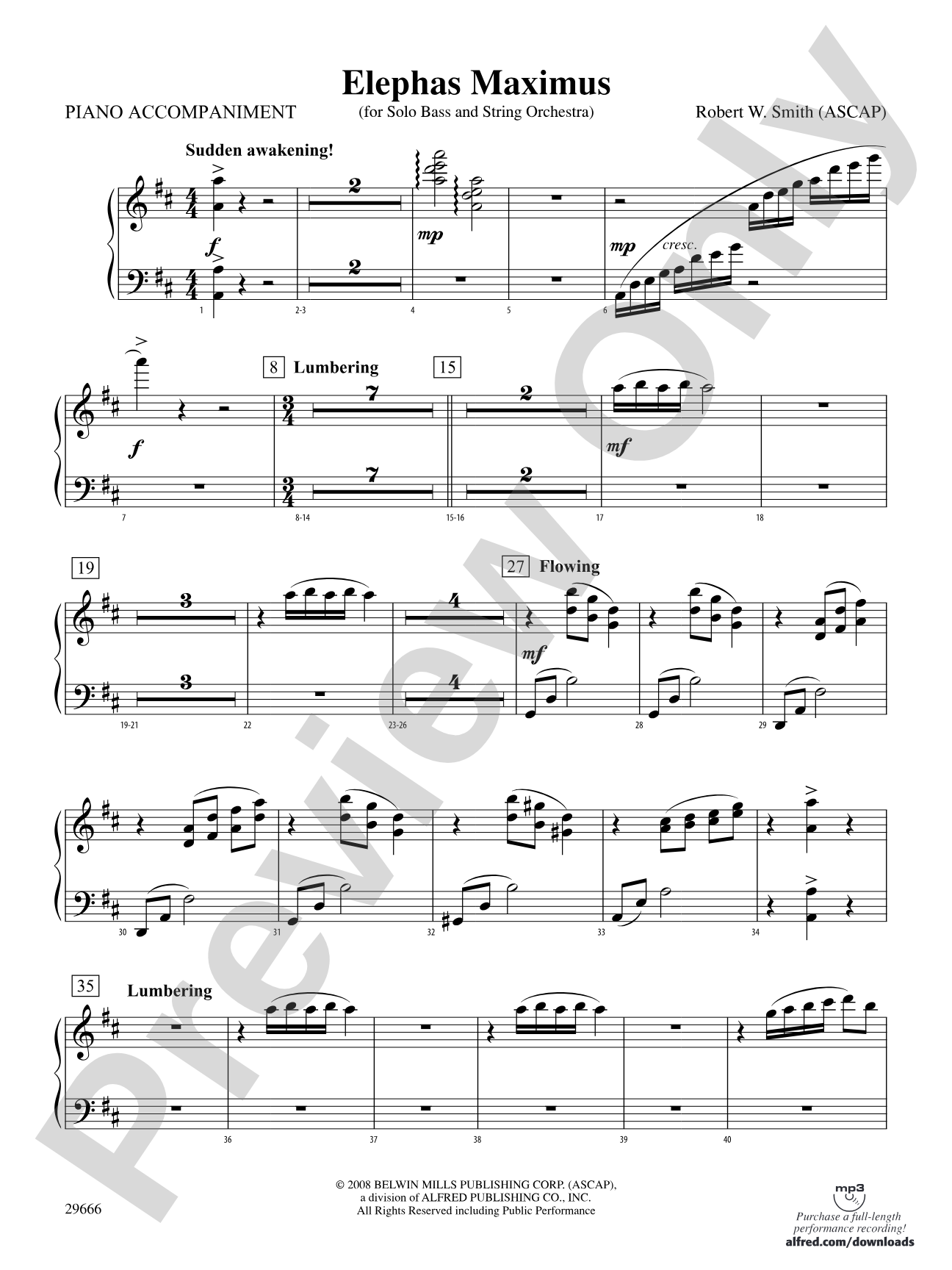 Elephas Maximus (For Solo Bass and String Orchestra): Piano Accompaniment