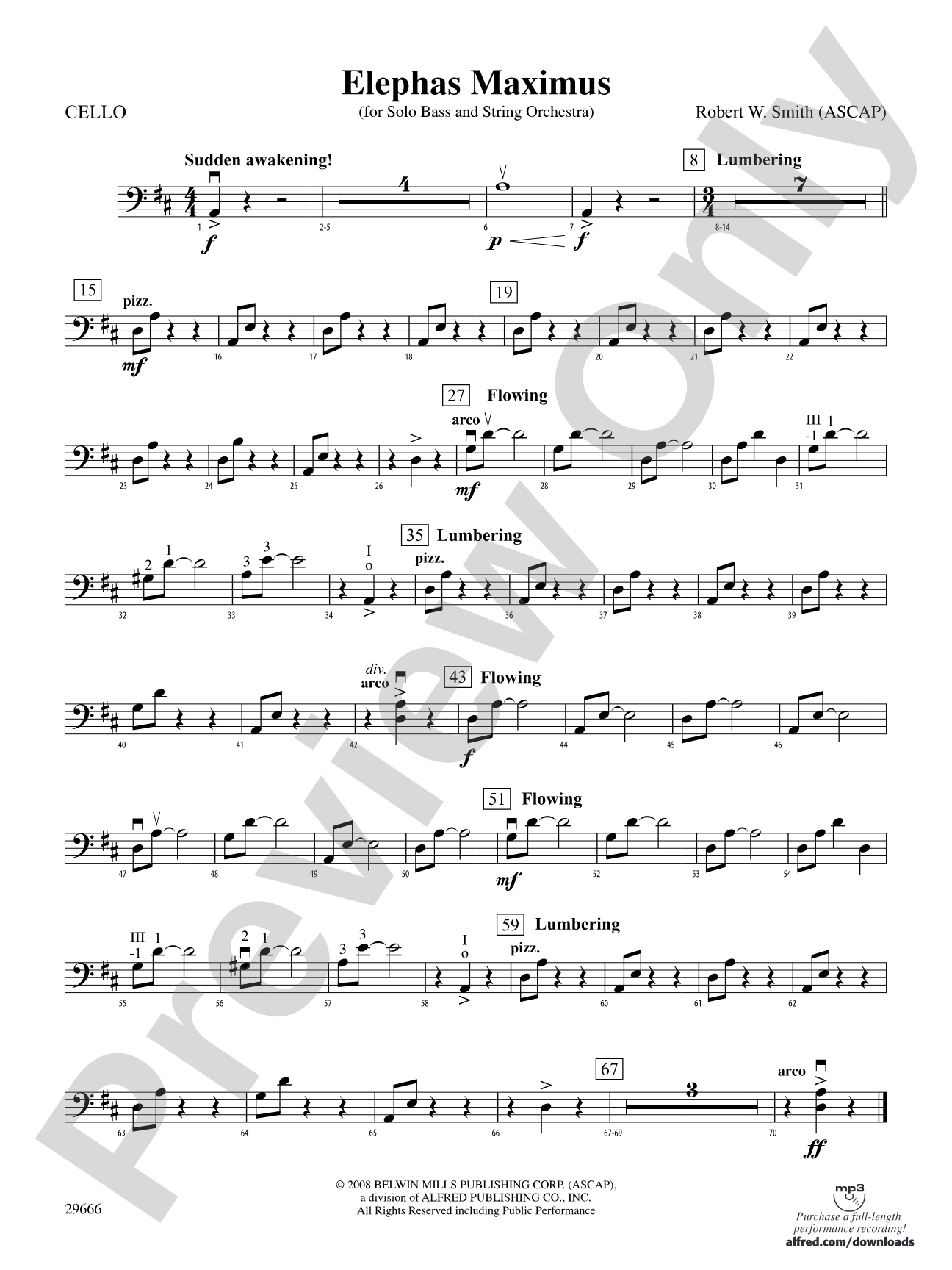 Elephas Maximus (For Solo Bass and String Orchestra): Cello