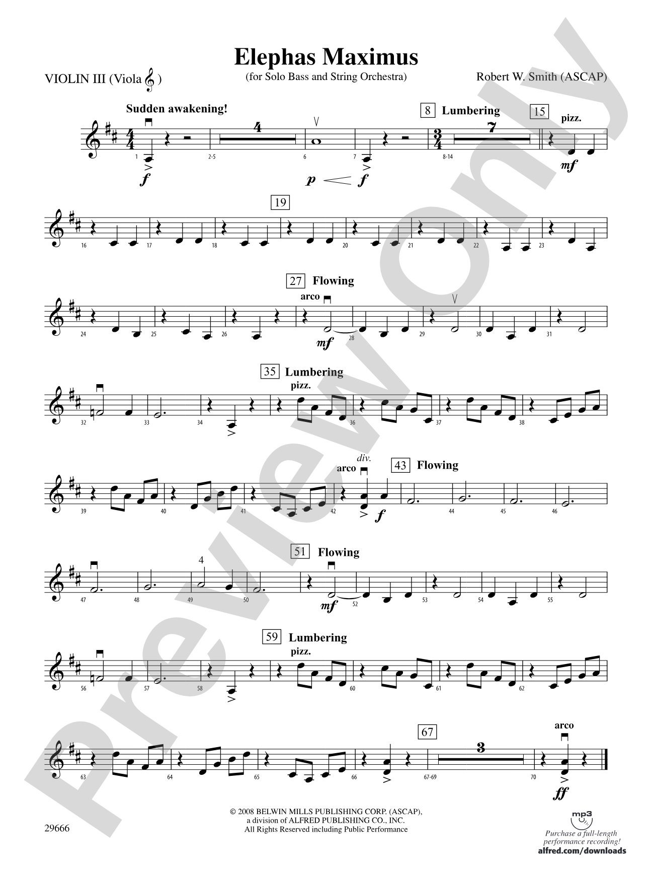 Elephas Maximus (For Solo Bass and String Orchestra): 3rd Violin (Viola [TC])