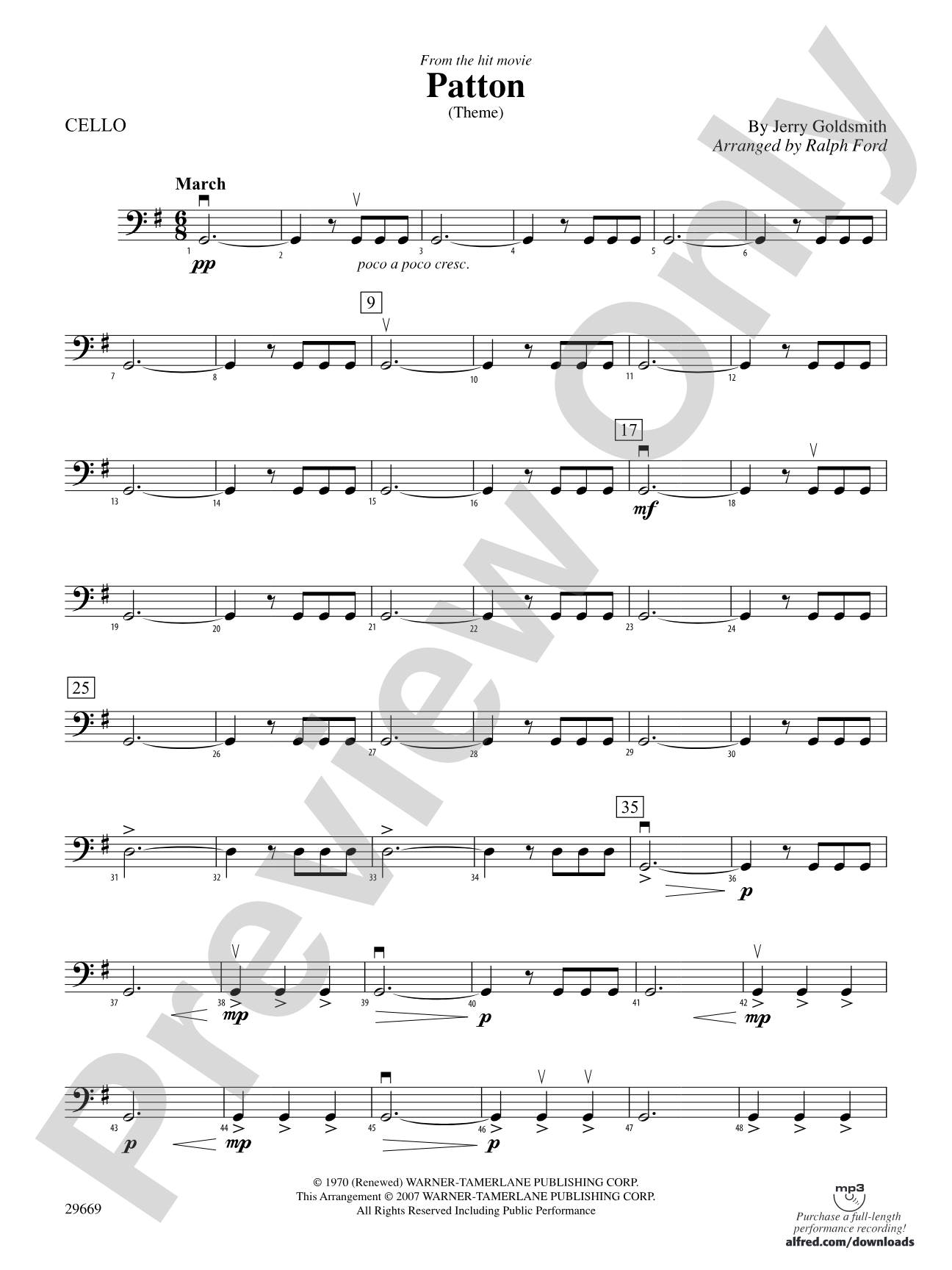 Patton (Theme): Cello