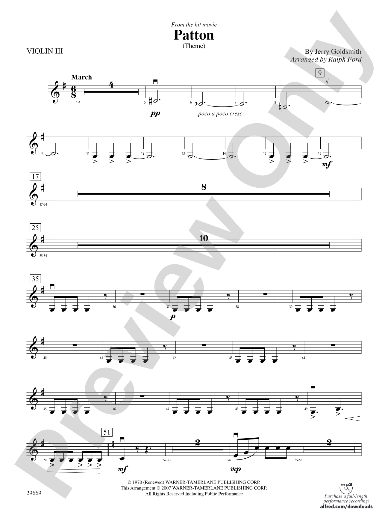 Patton (Theme): 3rd Violin (Viola [TC])