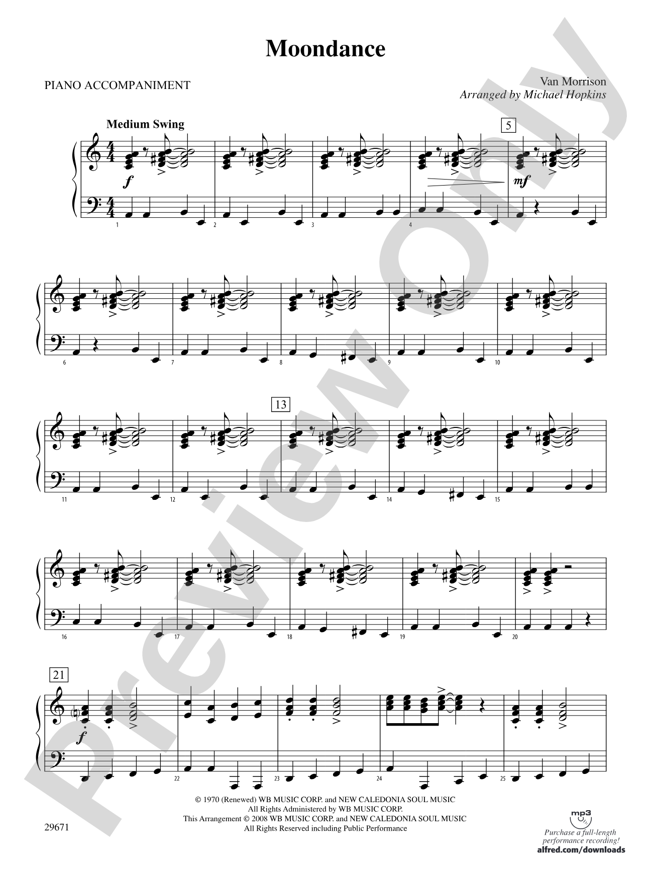 Moondance: Piano Accompaniment