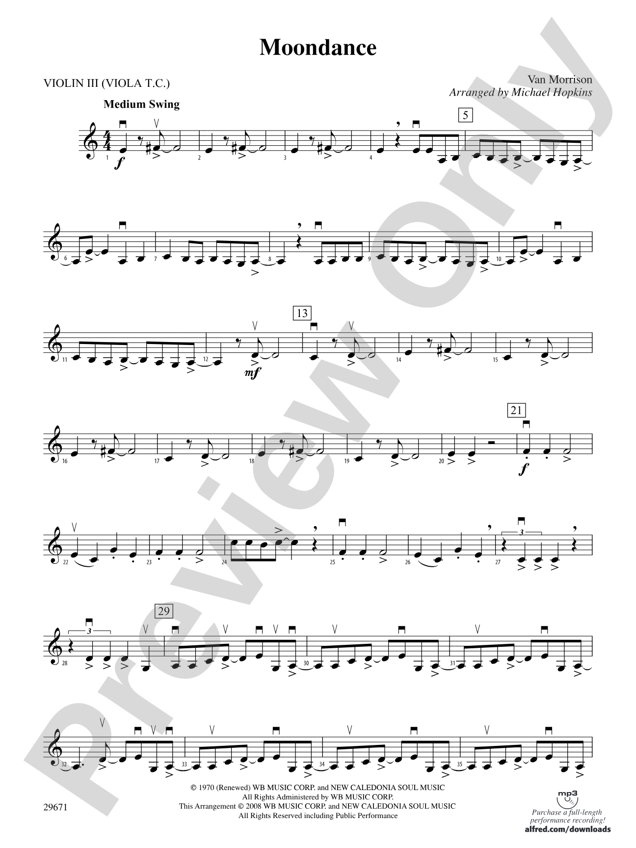 Moondance: 3rd Violin (Viola [TC])