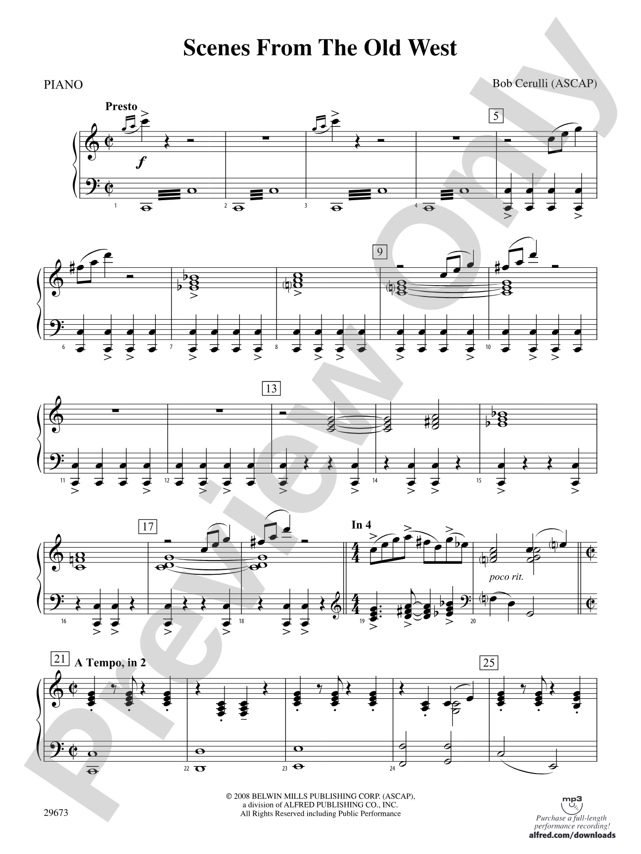 Scenes from the Old West: Piano Accompaniment