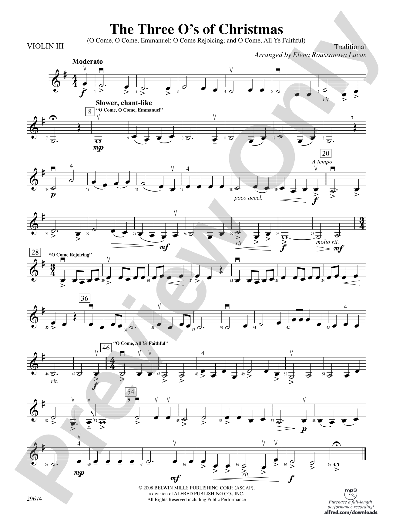 The Three O's of Christmas: 3rd Violin (Viola [TC])