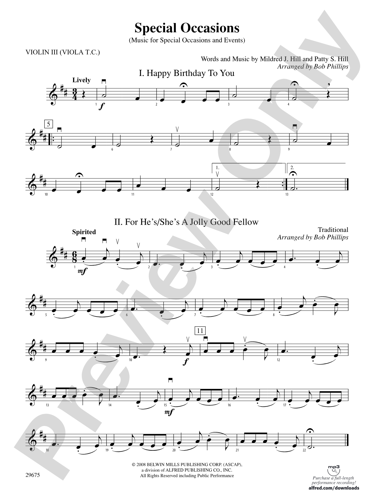 Special Occasions (Music for Special Occasions and Events): 3rd Violin (Viola [TC])