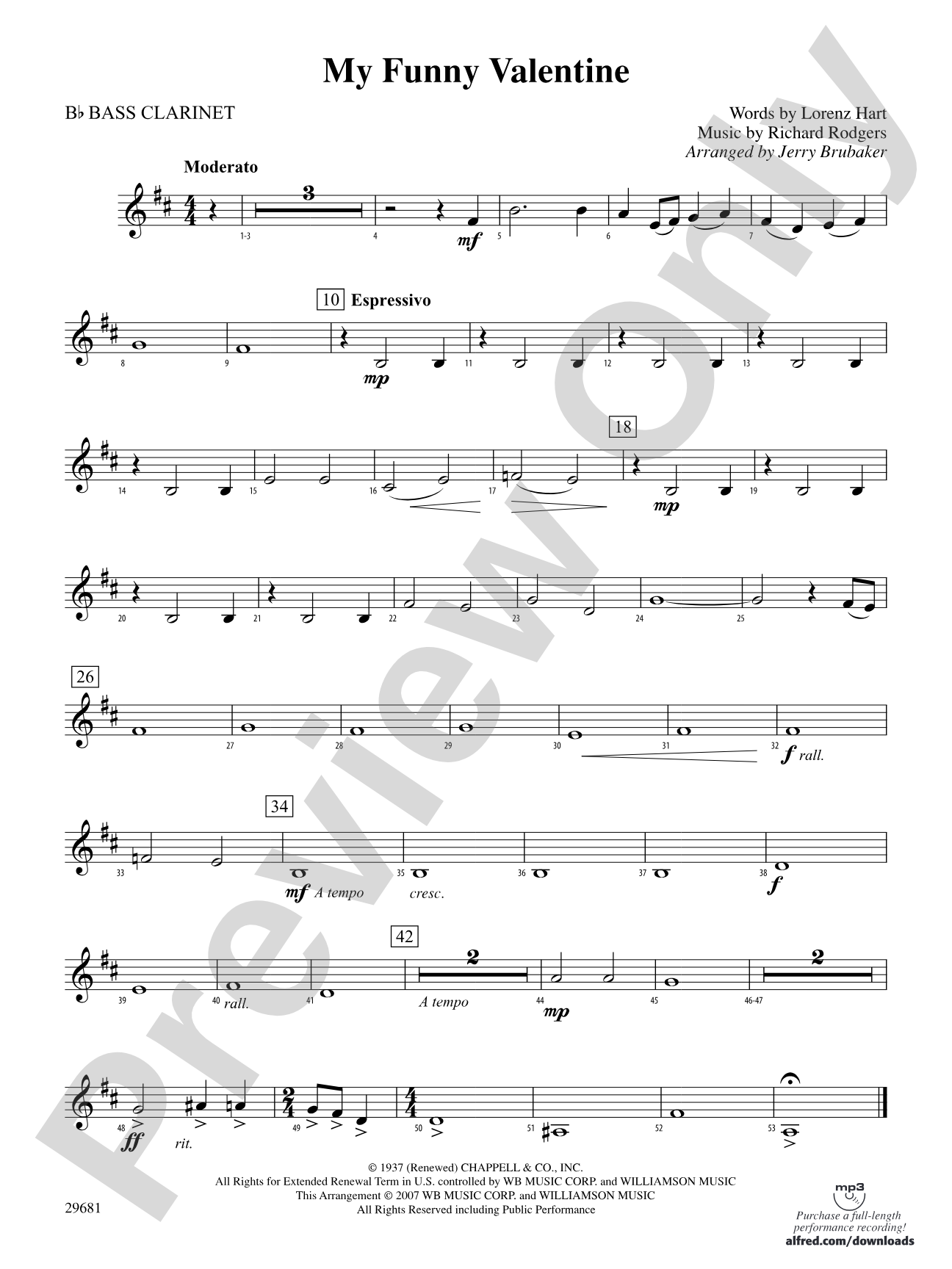 My Funny Valentine: B-flat Bass Clarinet
