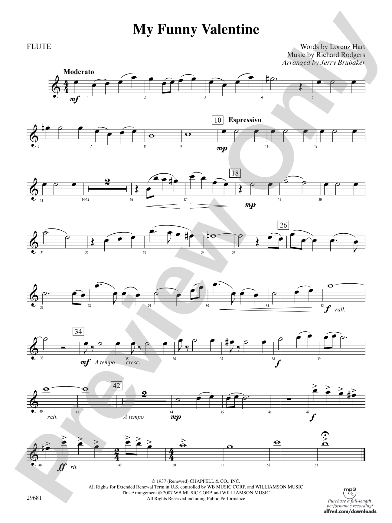 My Funny Valentine: Flute