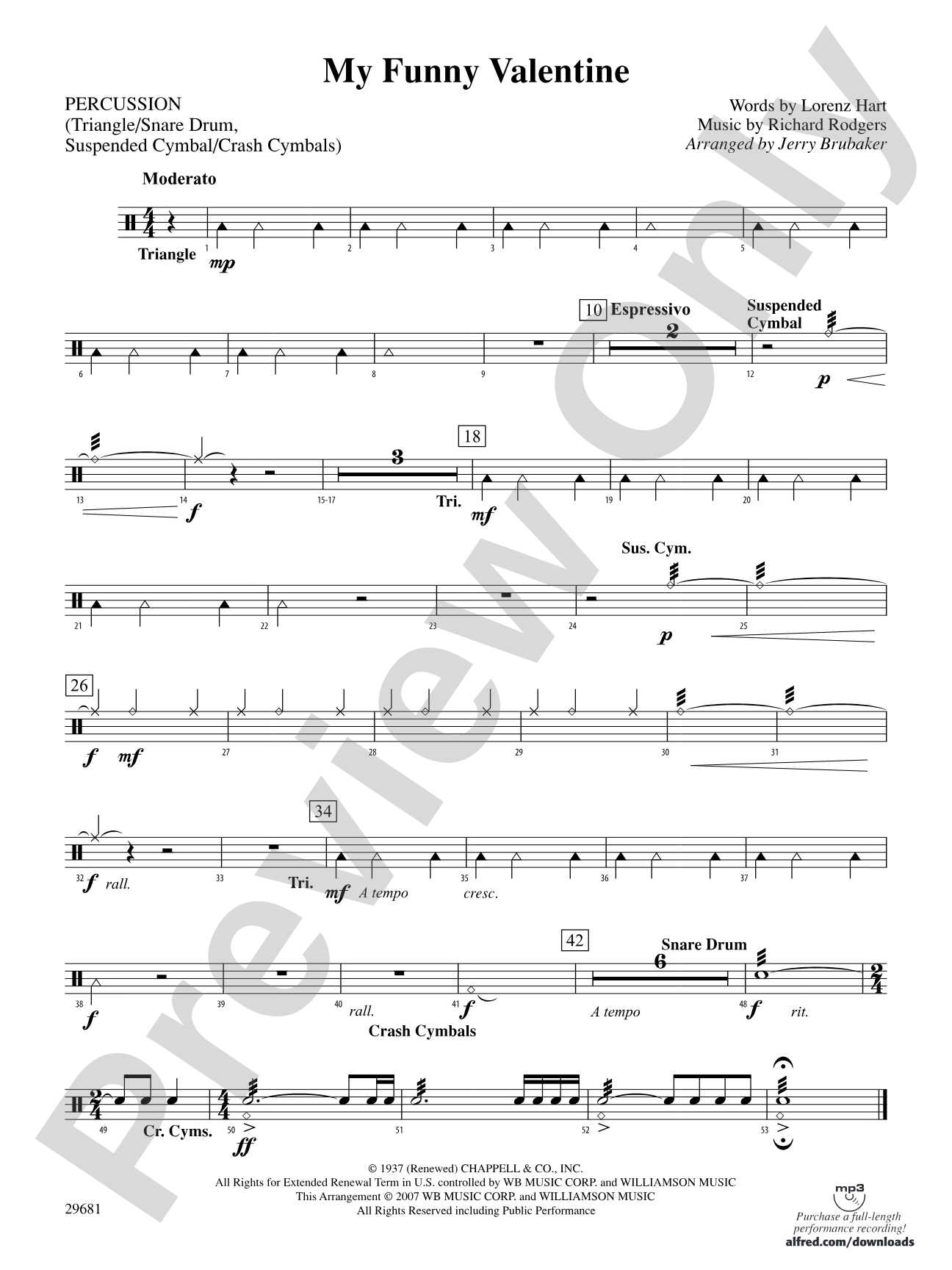My Funny Valentine: 1st Percussion