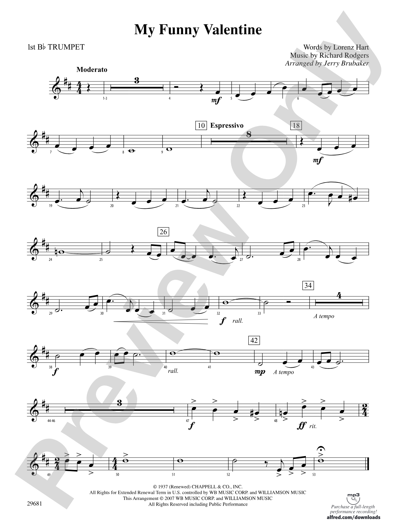 My Funny Valentine: 1st B-flat Trumpet