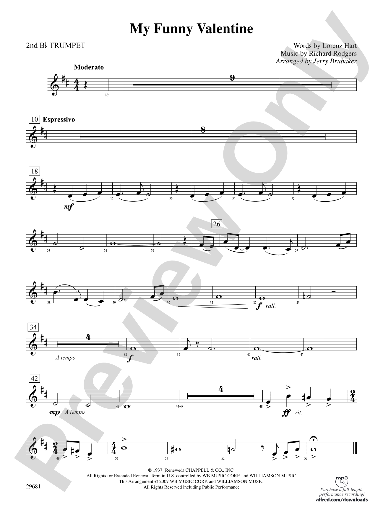 My Funny Valentine: 2nd B-flat Trumpet